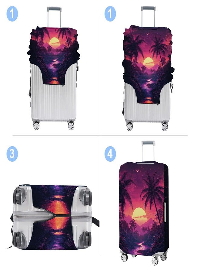 THISFIND Luggage Cover Washable Suitcase Protector Anti-scratch Suitcase cover Fits 20-34 Inch Luggage (Coconut trees, S(20-22inch suitcase)) - Image 4